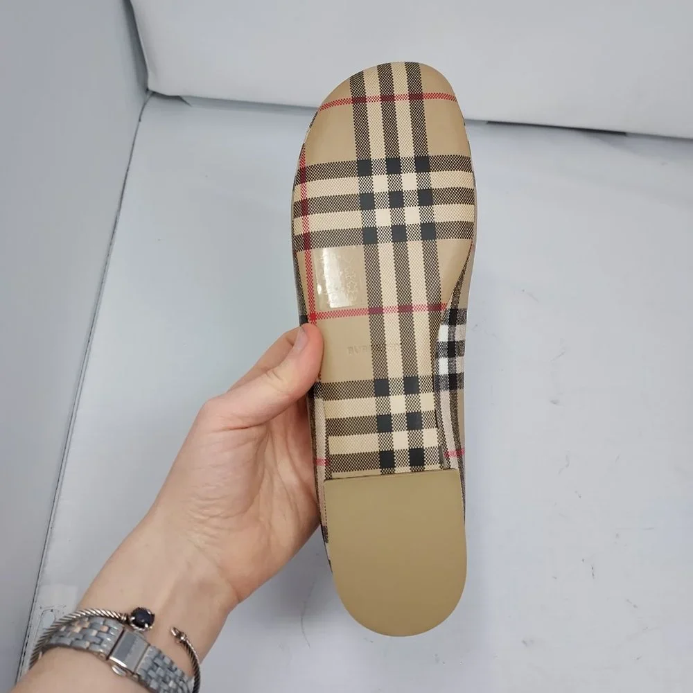 Burberry Joy Vintage Check Archive Beige Ballerina Flat Shoes - Picture 9 of 12